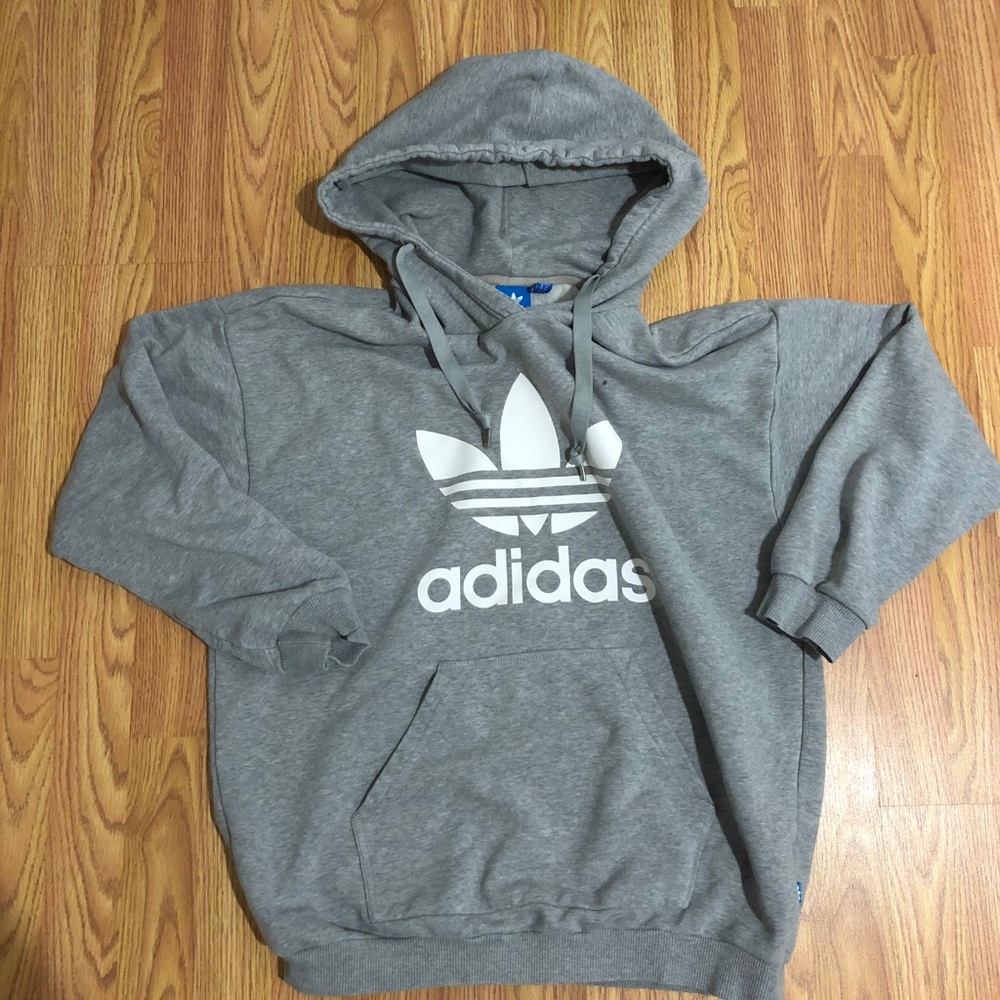 Adidas logo grey hoodie M